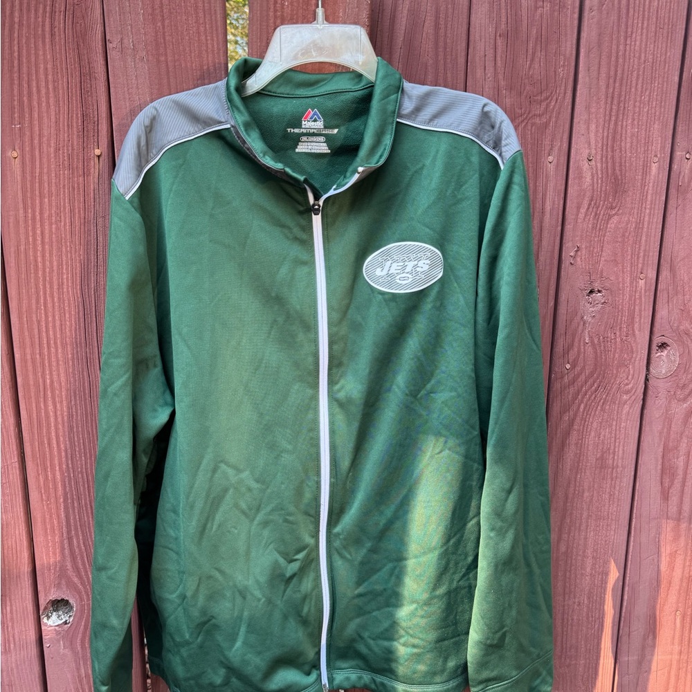 Majestic Green and Gray New York Jets Windbreaker Jacket